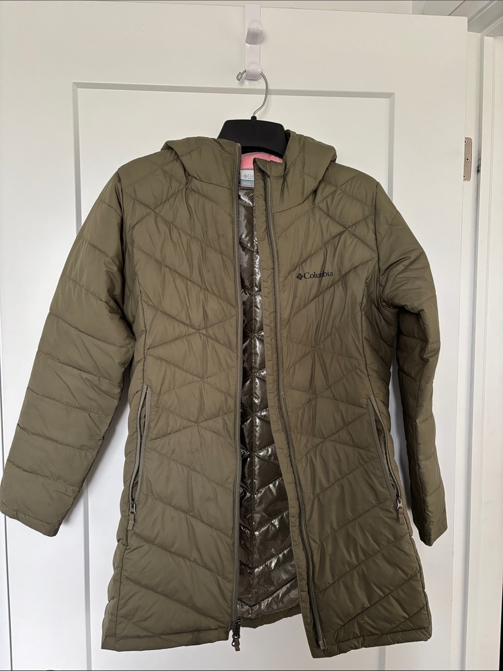 Columbia Olive Green Quilted Hooded Puffer Coat